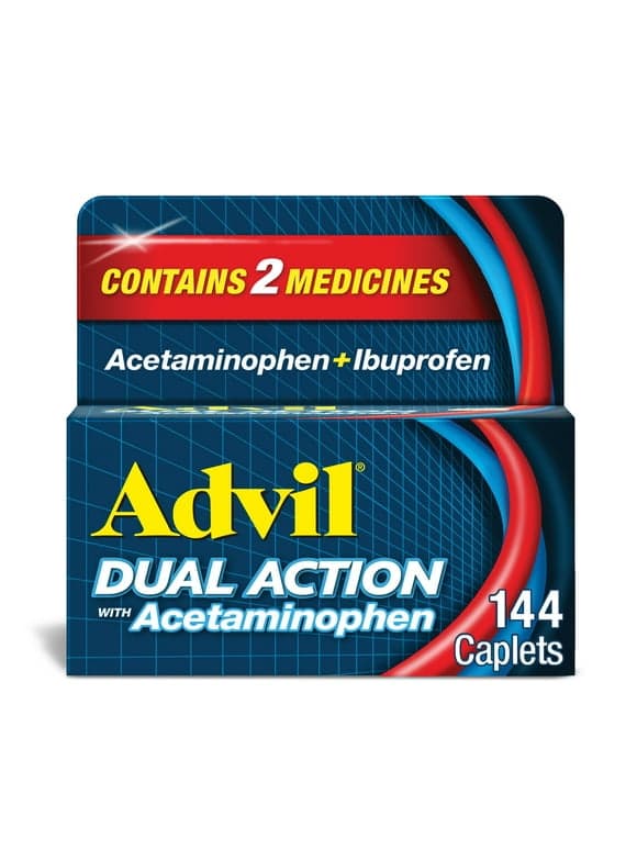 Advil Dual Action Pain Relievers Coated Caplets, 125Mg Ibuprofen and 250Mg Acetaminophen, 144 Count