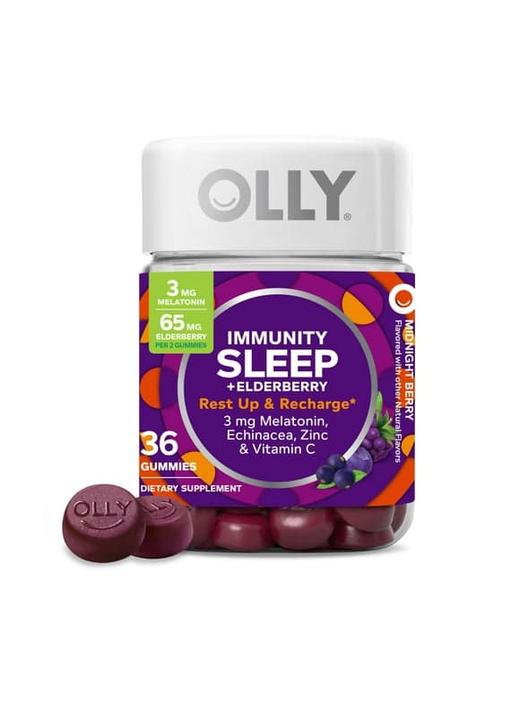 OLLY Immunity Sleep Gummies, Immune and Sleep Support Supplement, Elderberry, 36 Ct