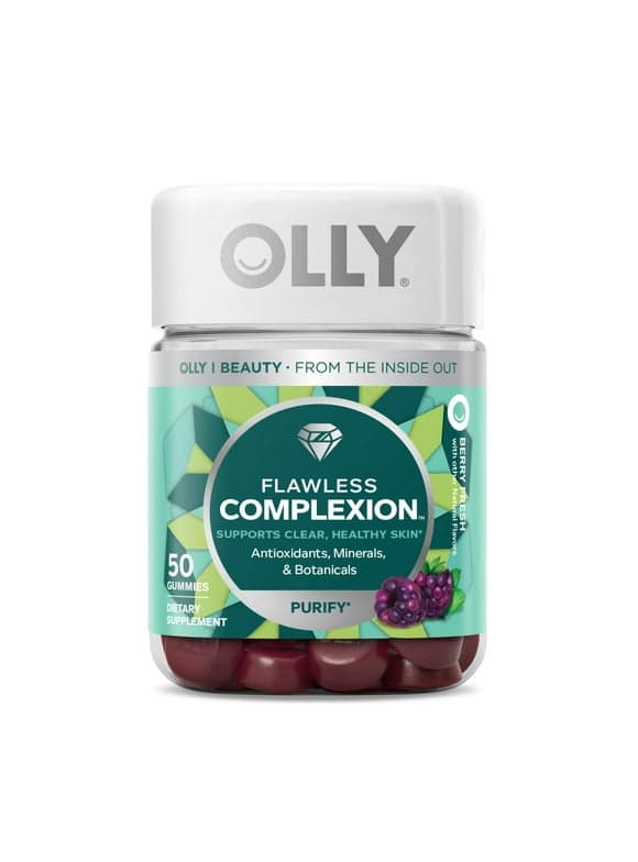 OLLY Flawless Complexion Gummy, Skin Support Supplement, Vitamins E, A, Zinc, 50 Ct