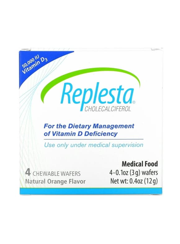 Replesta 50,000 IU Vitamin D3 Cholecalciferol, for Vitamin D Deficiency, 4 Count (Pack of 1)