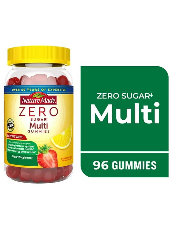 Nature Made Zero Sugar Multivitamin Gummies, Sugar Free Gummies, 96 Count