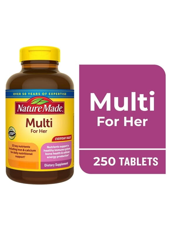 Nature Made Multivitamin For Women Tablets, Womens Multivitamin for Nutritional Support, 250 Ct