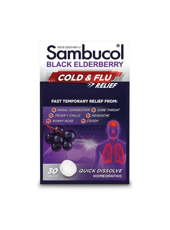 Sambucol Black Elderberry Cold & Flu Relief Quick Dissolve Tablets, 30 Ct