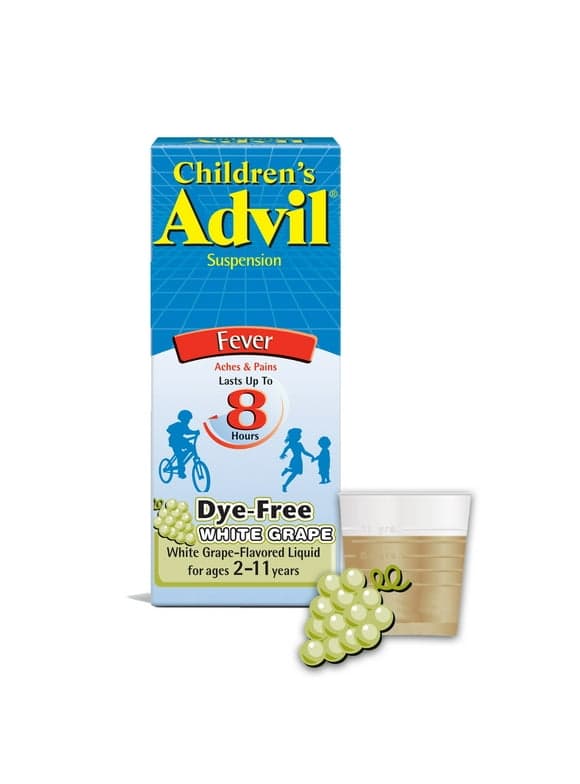 Children's Advil Pain Reliever and Fever Reducer, Dye Free Children's Ibuprofen for Pain Relief, Liquid Ibuprofen for Children, White Grape - 4 Fl Oz Back to School