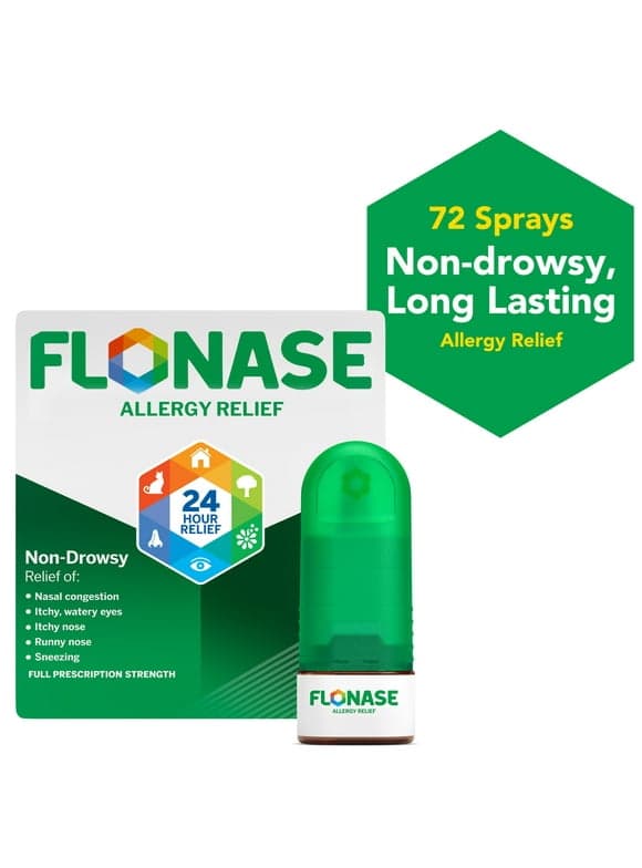 Flonase Allergy Relief Nasal Spray - Non-Drowsy 24HR Long Lasting Multi-Symptom - 72 Sprays