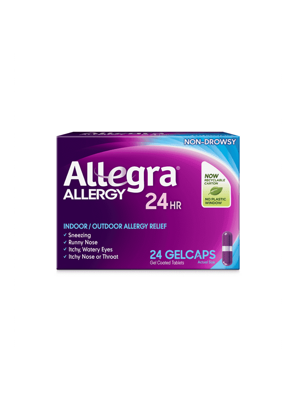 Allegra 24 Hour Non-Drowsy Antihistamine Medicine Tablets for Adult Allergy Relief, Fexofenadine, 180 mg, 24 Pills