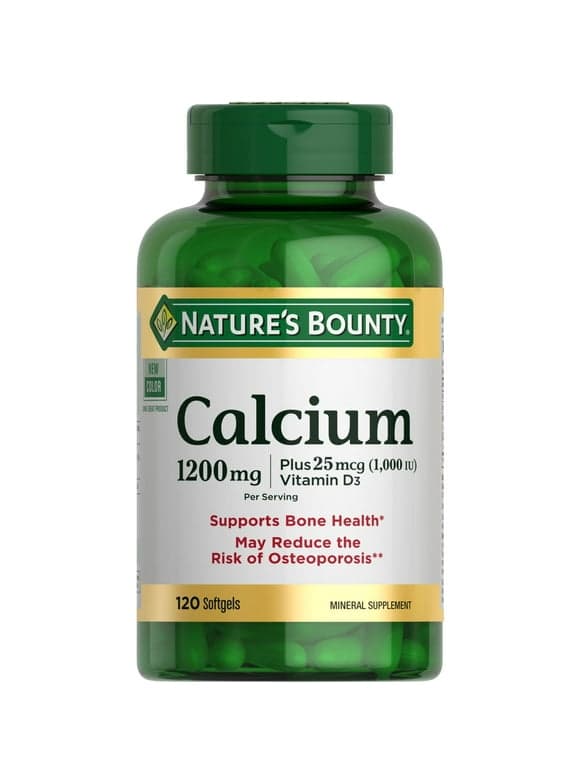 Nature's Bounty Calcium + Vitamin D3 1000 iu, Bone Health Supplement, 1200 Mg, Softgels, 120 Ct