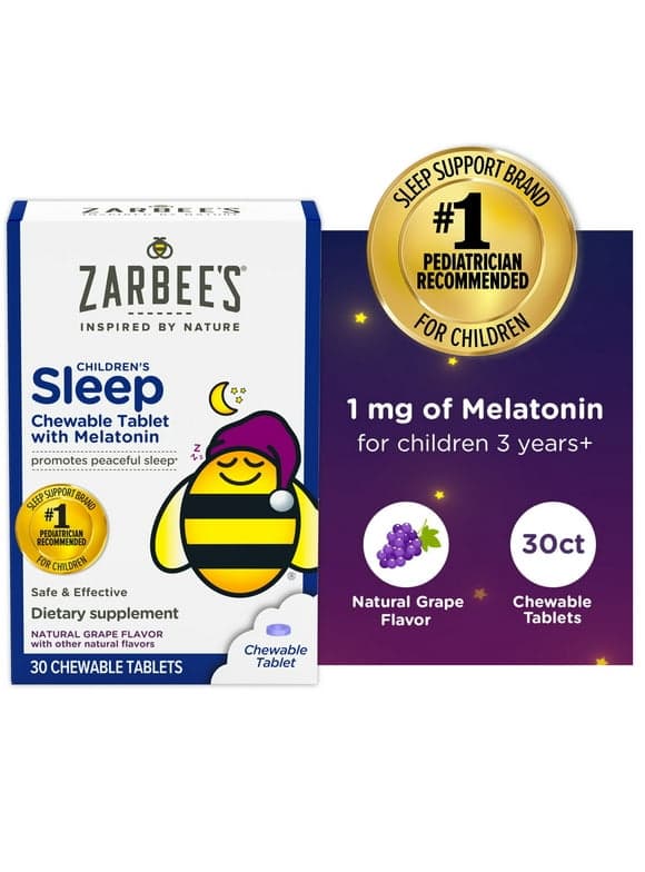 Zarbee's Children's Sleep Chewable Tablet with Melatonin, Grape, 30 Ct