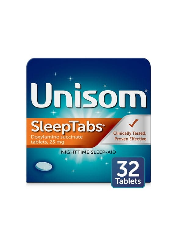 Unisom SleepTabs Doxylamine Succinate Sleeping Pills, Nighttime Sleep Aid, 25 mg, 32 Tablets