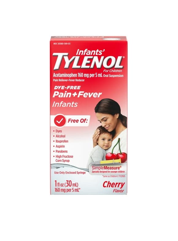 Infants' Tylenol Acetaminophen Medicine, Dye-Free Cherry, 1 fl. oz